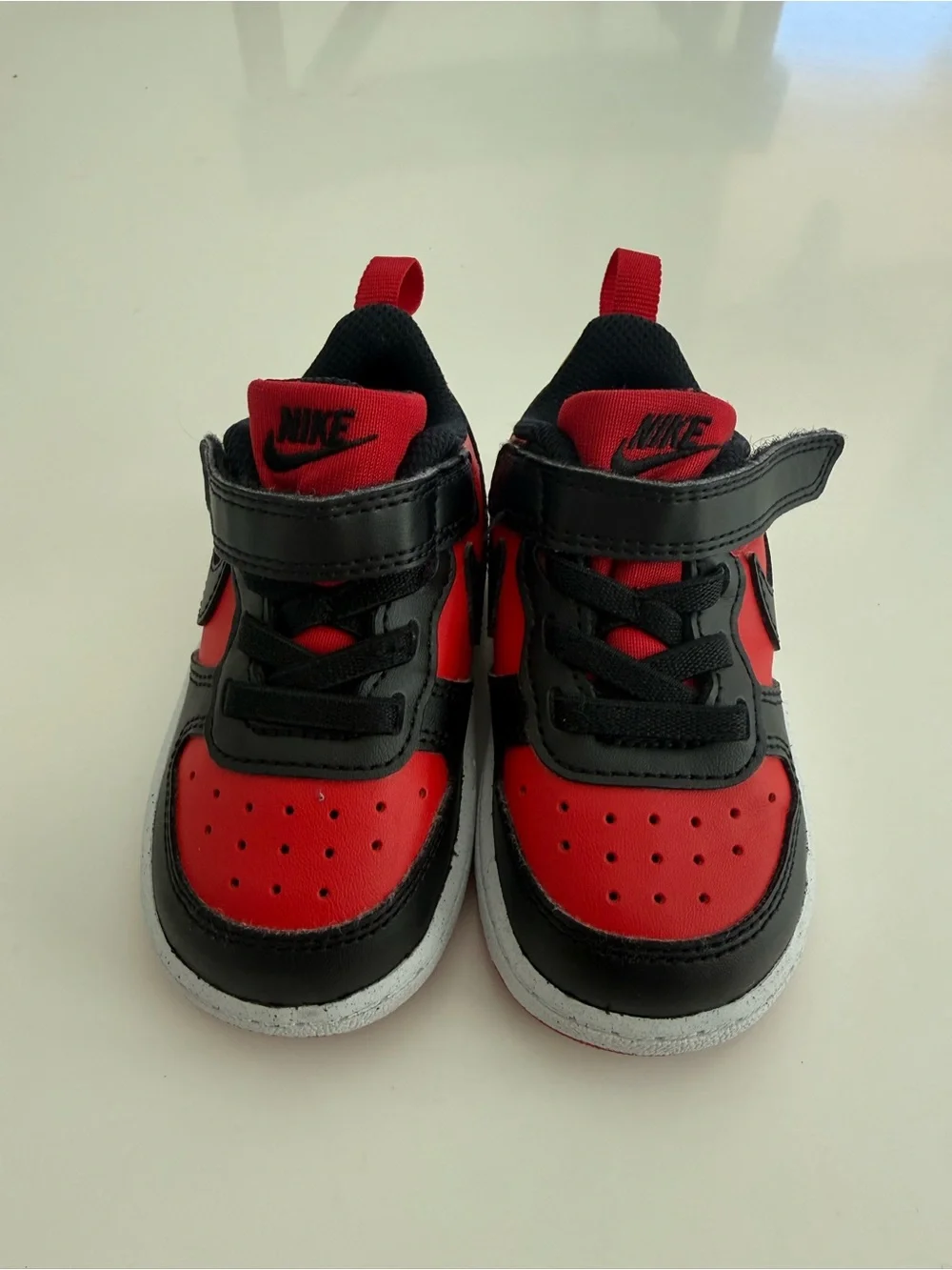 Nike Kids Red and Black Velcro Strap Sneakers